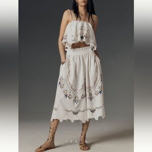 Anthropologie Embroidered Cullottes